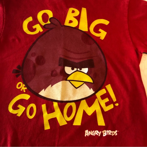Angry Birds Boys Size S Red T-Shirt Short Sleeves Go Big Or Go Home Graphics - Picture 11 of 13